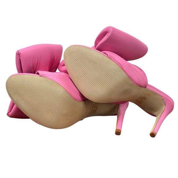 Steve Madden Indulge Pink Mule Heels NEW Leather Womens 6.5 Bow Oversized Barbie - Picture 8 of 9